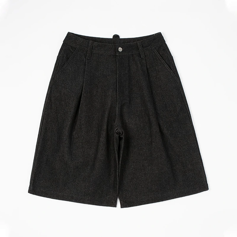 black denim culotte shorts